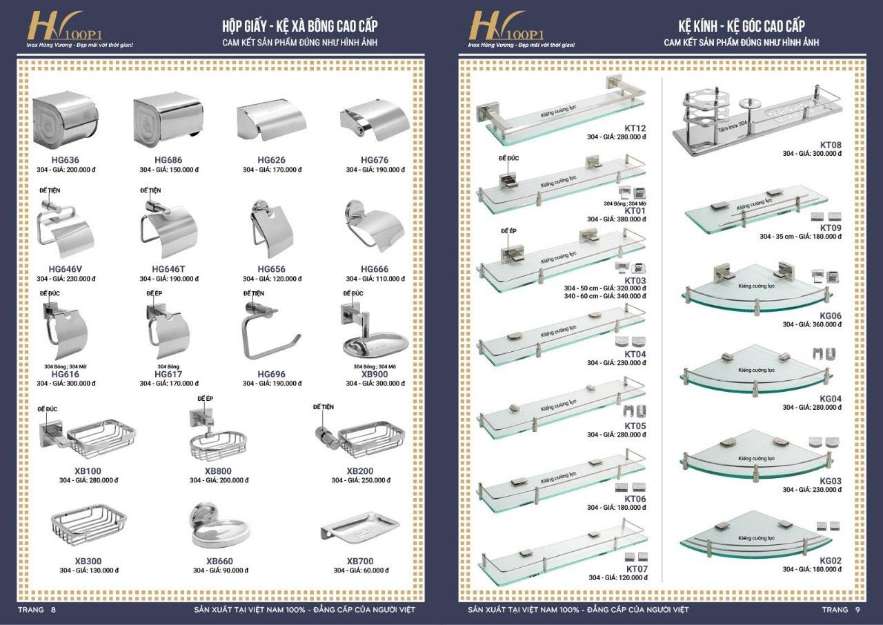 Phụ kiện phòng tắm Inox HÙNG VƯƠNG Catalogue và Bảng giá mới nhất /Page 4